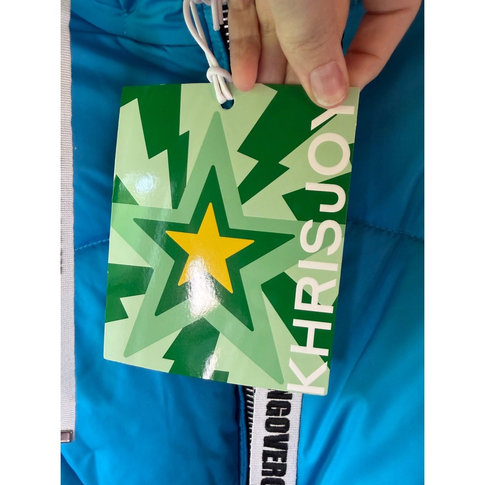Khrisjoy Khris Hangover Club Puffer Jacket Turquoise Logo Drawstring Size 01 - Picture 9 of 16